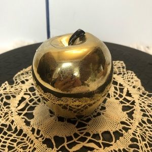 24 KT Gold Plated Apple Paperweight Desk Decor Office Signed Charles